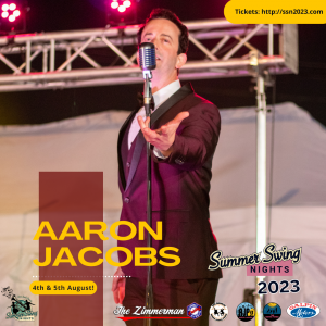 Aaron Jacobs performs with The Swing Tones at Summer Swing Nights 2023