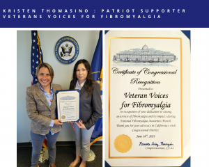 Kristen Thomasino Global Humanitarian, 22x Author, 2x Show Host, Patriot Supporter and Congressional Representative Nanette Diaz Barragan's Office for Congressional Recognition for the 2023 Social Good Campaign for Veteran Voices for Fibromyalgia with Patricia Camacho