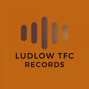 dark orange background with soundwave graphic and text for Ludlow TFC Records.