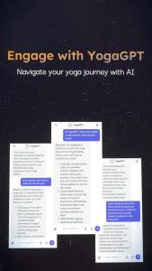 Image shows 3 different chats with YogaGPT
