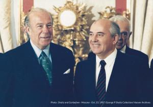 Former U.S.A Secretary of State George P. Shultz and Former U.S.S.R President Mikhail Gorbachev