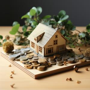 Home sorrounded by coins